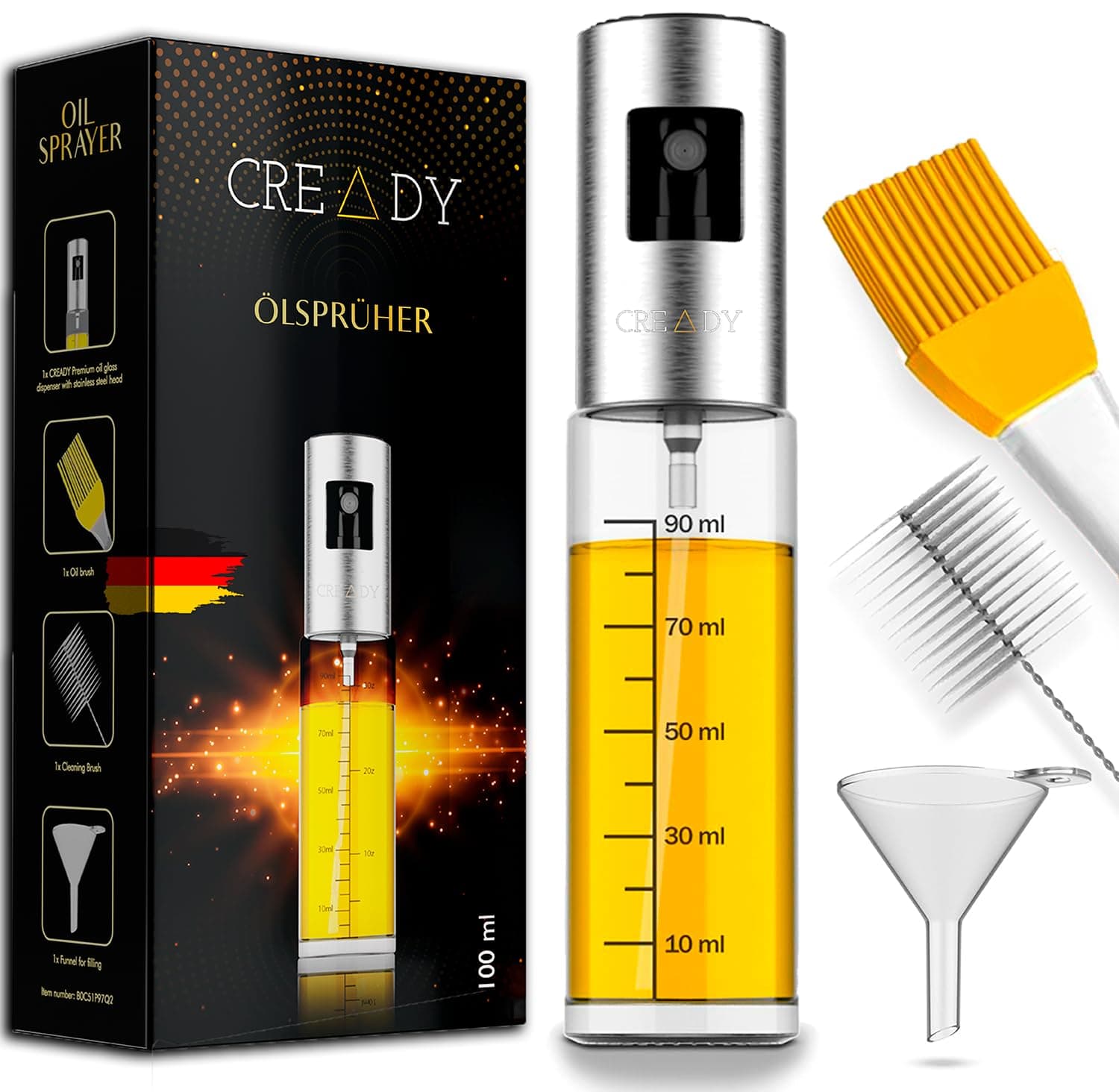 CREADY® | Ölsprüher Für Speiseöl | Öl Sprühflasche, Ölspray Zum Kochen | Olivenölsprüher für Salat | Olivenöl Spray | Sprühflasche für Speiseöl | öl spray Salat | sprühflasche öl küche | Kochspray Angebot bei HelloDeals