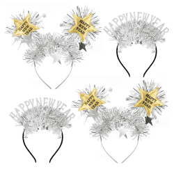 HOWAF 4 Silvester Haarreif Foto Requisiten 2026, Happy New Year Haarreif Kopfschmuck Neujahr Haarschmuck für Kinder Erwachsene Silvesterparty Neujahr Deko, Silvester Deko 2026, A Set A, Silber Gold Angebot bei HelloDeals