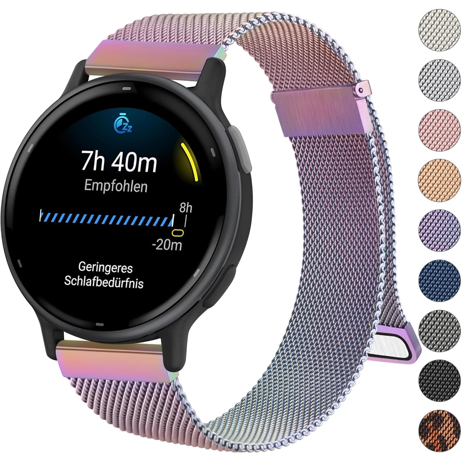 Oumida Garmin Armband 20mm für Garmin Vivoactive 5/ Vivoactive 3, Venu 2 Plus/Venu Sq 2/ Venu Sq/Sq Music, Vivomove Serie, Forerunner 55/245/ 645, Metall Uhrenarmbänder Doppel Magnet Ersatzarmband Bunt Angebot bei HelloDeals