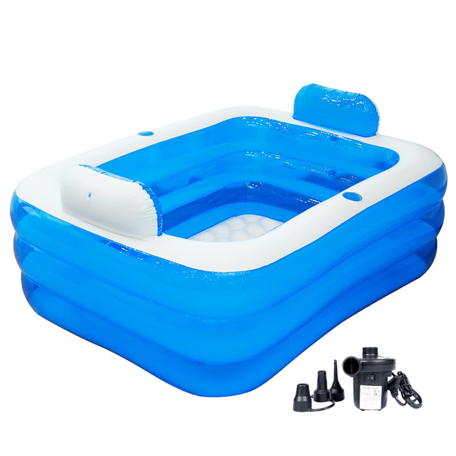 Aufblasbarer Pool,Badewanne Faltbare Aufblasbar für Erwachsene,Whirlpool Outdoor,Planschbecken für Balkon Garten,Pool Rechteckig mit Großer RüCkenlehne Sitz und GeträNkehalter Angebot bei HelloDeals