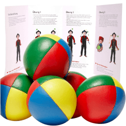 Jonglierbälle 5er Set vierfarbig. Profi-Jonglierbälle für Fortgeschrittene. Liegen gut in den Händen Dank Füllung mit Hirse. Mit Jonglieranleitung. Angebot bei HelloDeals