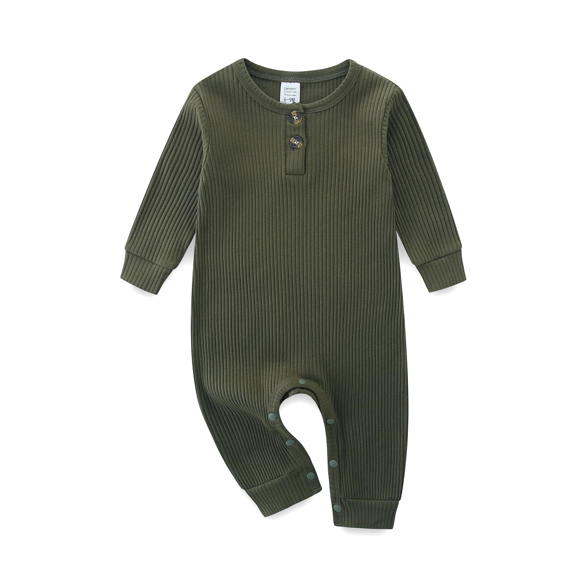 Baby Strampler, Baby Schlafanzug, Baumwolle Strampler Neugeborene, Langarm Schlafanzug Schlafstrampler Pyjama Kleidung Neugeborene Babykleidung für Mädchen und Jungen 0-3 Monate Dunkelgrün 0-3 Monate Angebot bei HelloDeals