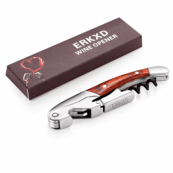Premium Kellner-Korkenzieher All-in-One aus Edelstahl mit Rosenholz-Zuggriff, Flaschenöffner und gezahntem Folienschneider Angebot bei HelloDeals
