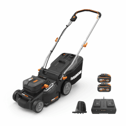 WORX WG737E Nitro Akku-Rasenmäher 40V(2x20V) - leistungsstarke bürstenloser Motor - 37cm Schnittbreite - 6 Schnitthöhenstufe (20-70mm) - 40L Grasfangsack - inkl. 2x4Ah Akkus & Dual-Ladengerät WG737 - 37cm ohne Radantrieb Angebot bei HelloDeals