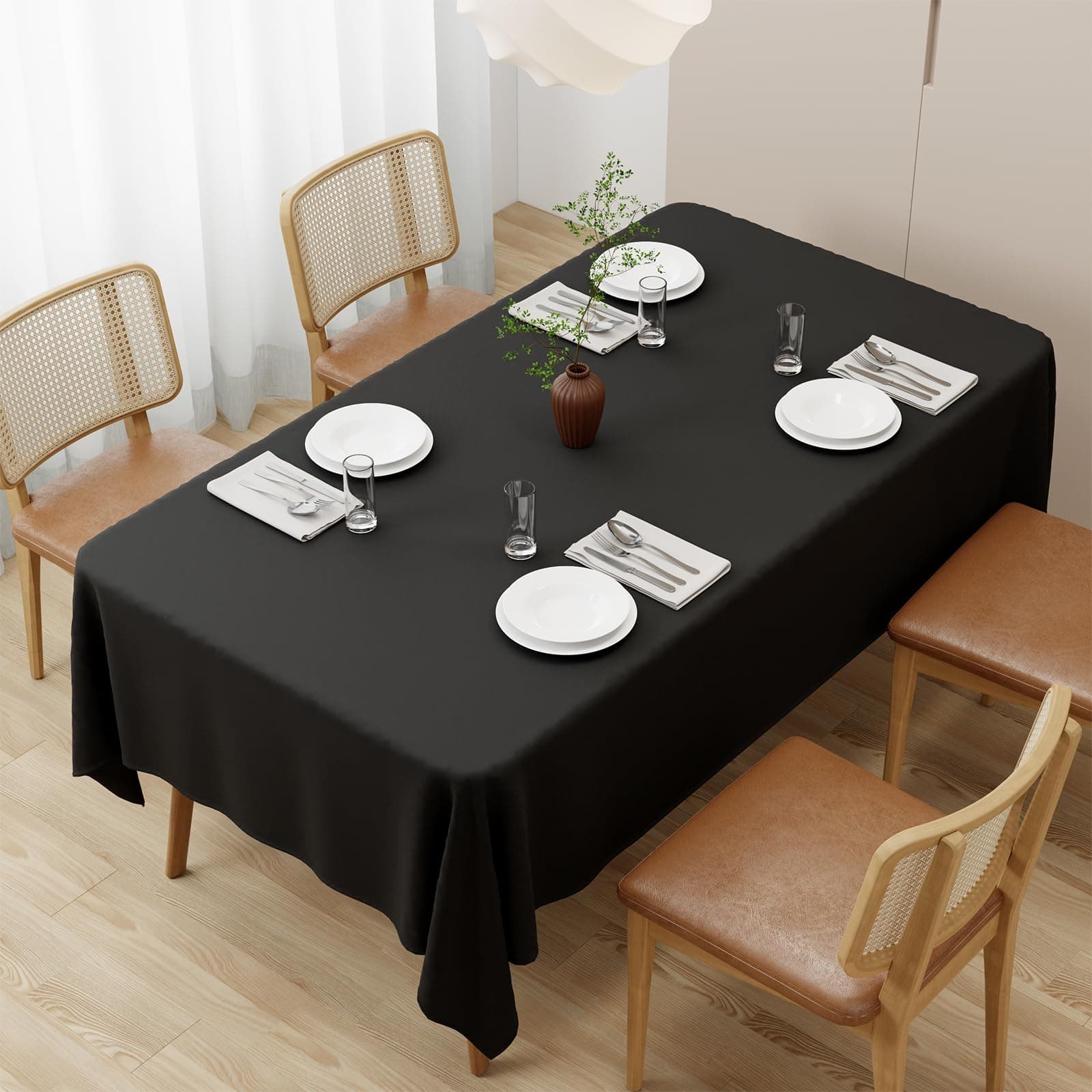 Schwarz Abwaschbar Tischdecken 140x220cm Rechteckig Polyester Tischdecke, Kratzfest, Fleckschutz Tischtuch Outdoor Tischwäsche für Garten, Esszimmer, Feiern und Haushalt 140 x 220 cm Schwarz Angebot bei HelloDeals