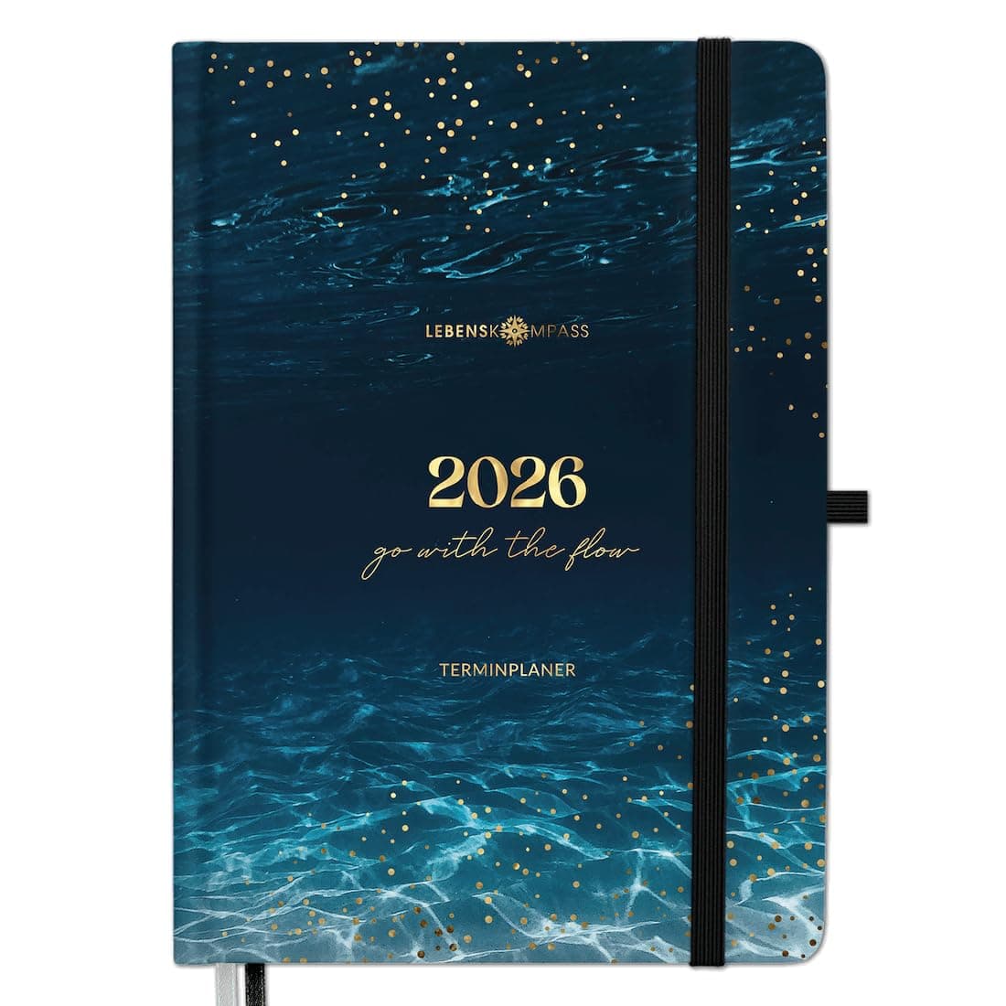 Kalender 2026 Terminplaner Buchkalender A5 von Lebenskompass® "AQUA" - Edler Wochenplaner 2026 & Terminkalender 2026 - stabiles Hardcover mit schöner Folienprägung Angebot bei HelloDeals