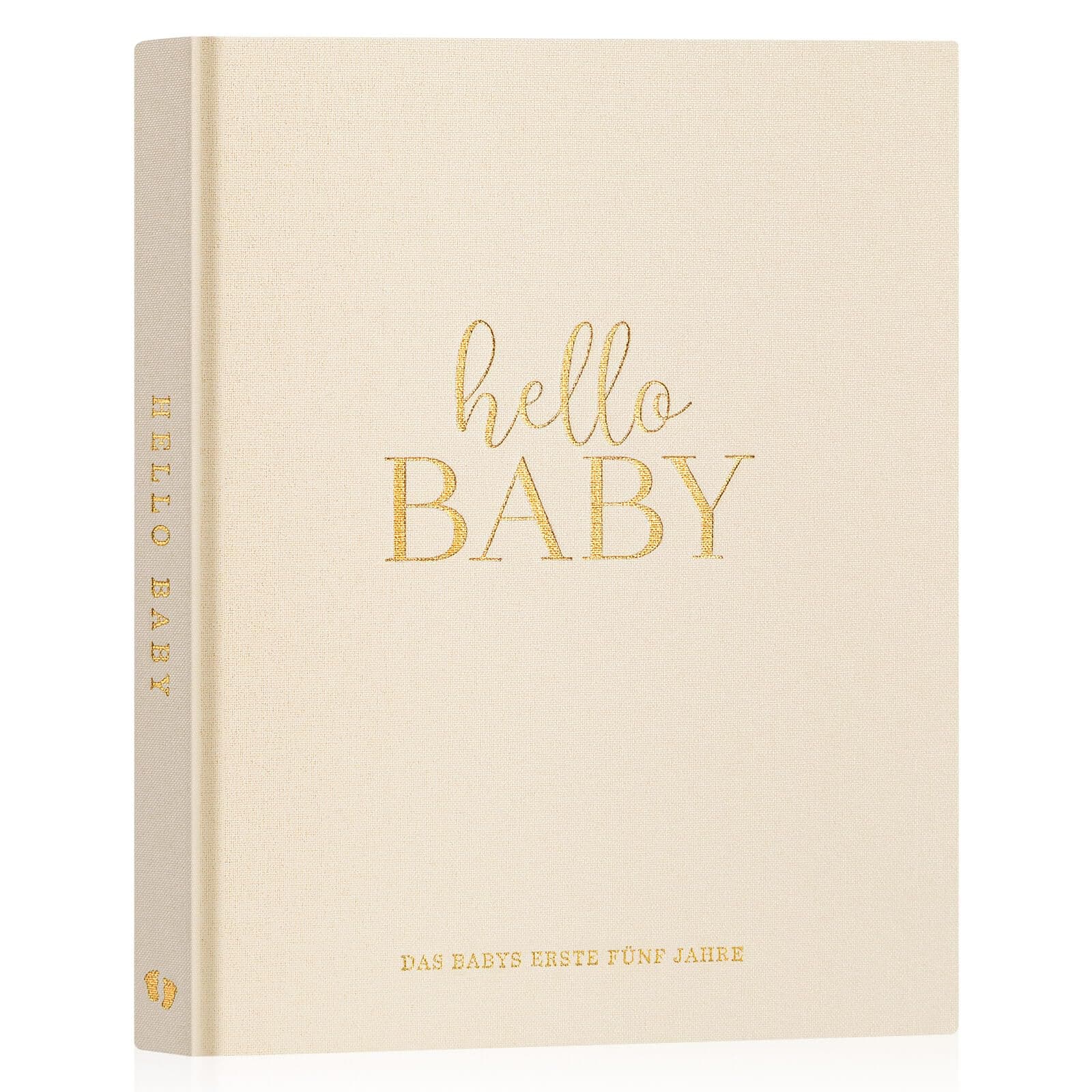 Lanpn Hello Baby Erstes 5 Jahr Babytagebuch für Mädchen Junge - Leinen Hardcover Baby Tagebuch zum Eintragen Babybuch für neue Eltern - Baby Album Baby Erinnerungsbuch Geschenk (Beige, 154 Seiten) Deutsch Beige Angebot bei HelloDeals