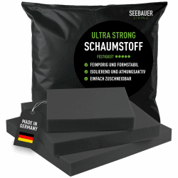 Schaumstoff Ultra Strong RG 60/70 (Sehr fest) 50 x 50 x 5 cm Schaumstoffplatte für Polster und Sitzkissen, Polsterschaumstoff als Zuschnitt für Sitzpolster Angebot bei HelloDeals