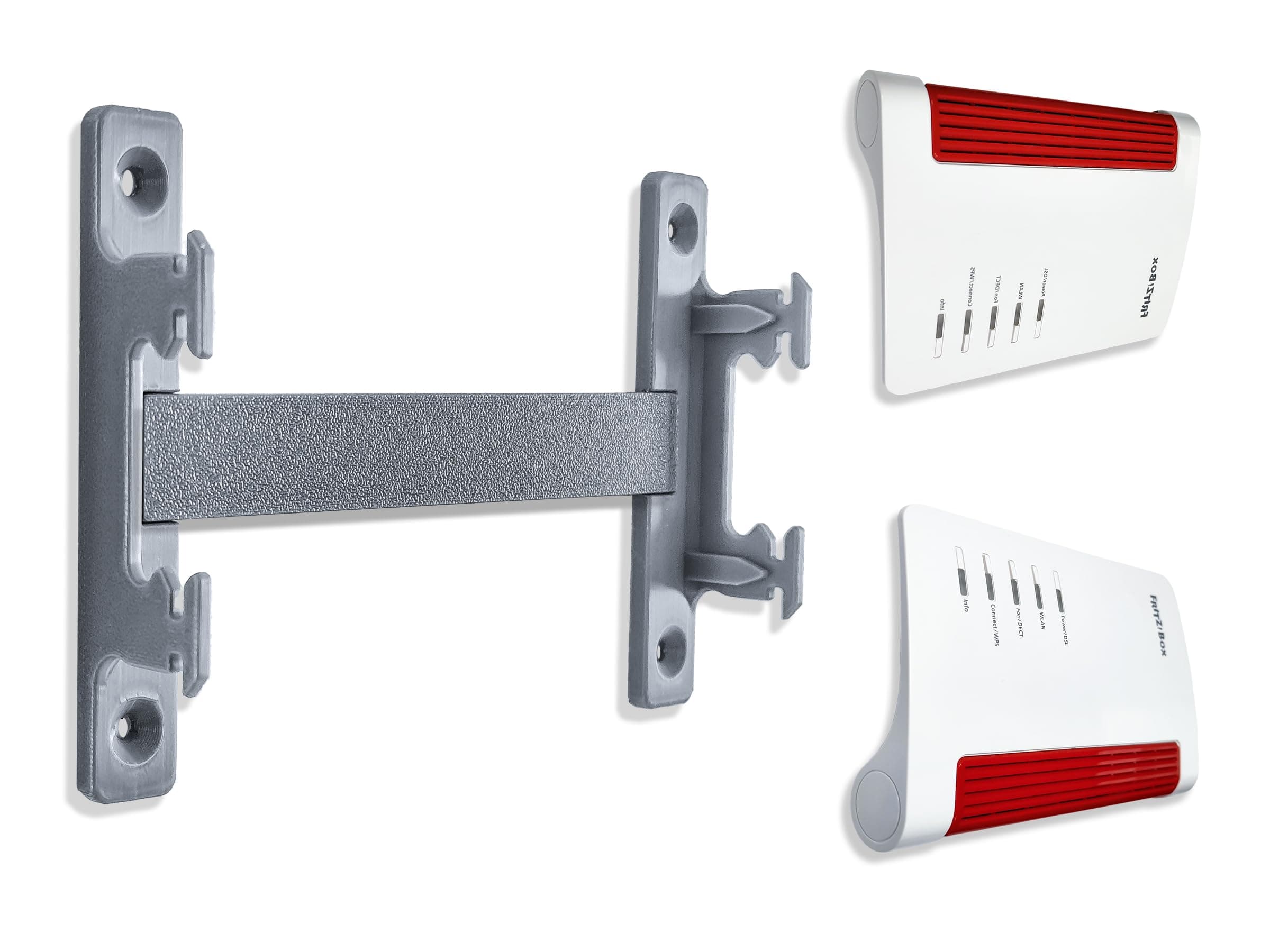 Wandhalterung für Fritz!Box 5590, 6660, 6670, 7590, 7590 AX, 7690 – Kunststoff Fritzbox Halterung mit Abstandshalter – inklusive Schrauben & Befestigungen – einfache Montage – Grau Angebot bei HelloDeals
