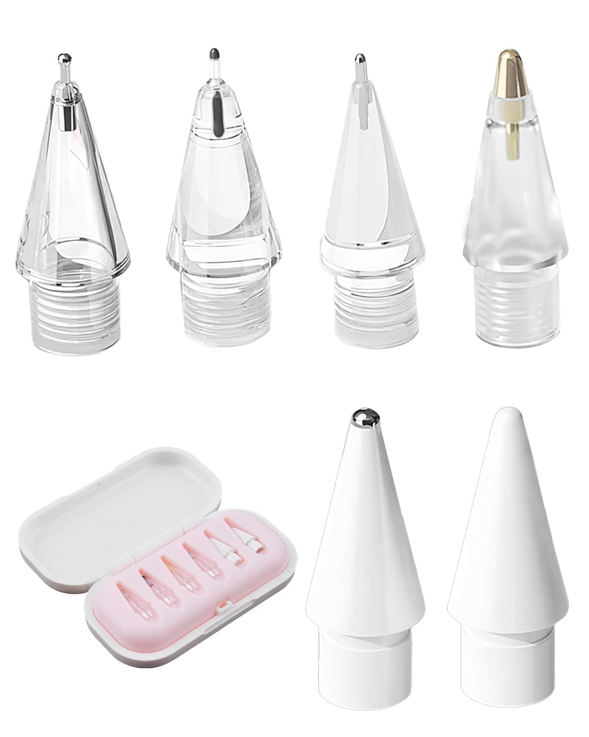 6 Stück Spitze kompatibel mit Apple Pencil Hochsensibel Ersatzspitzen für Apple Pencil Pro USB-C & 1./2. Generation iPencil Spitze Set mit Tragbox 6 Dämpfungsvarianten Angebot bei HelloDeals