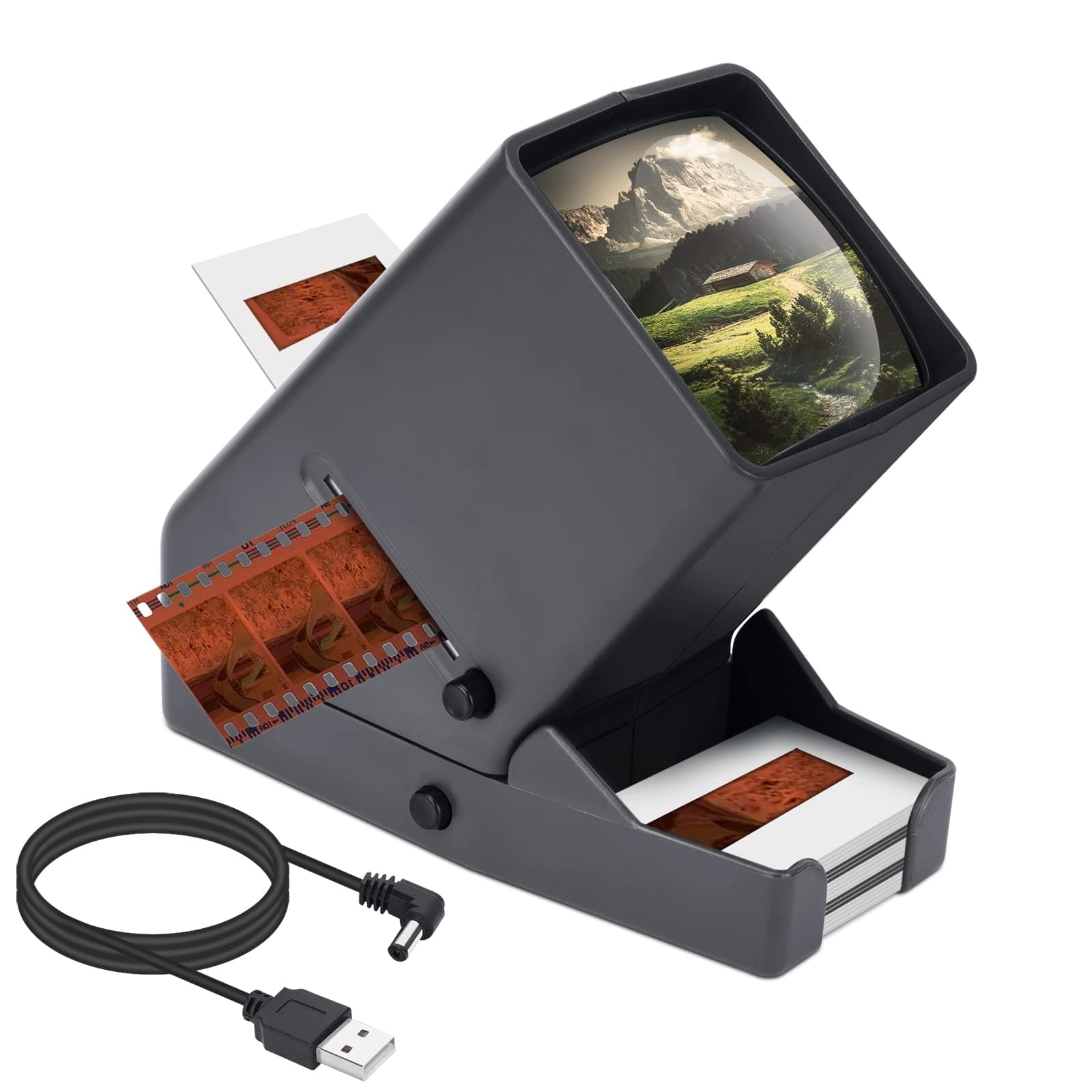 35mm Diaprojektor für Alte Dias - Diabetrachter 3-facher Vergrößerung und LED-Beleuchtetem Diaprojektor mit USB-Stromkabel Dia Angebot bei HelloDeals