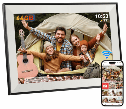 64GB Frameo Digitaler Bilderrahmen WiFi 10,1 Zoll, 1280x800 IPS Touchscreen, Automatische Rotation, Teilen Sie Fotos sofort über Frameo von überall, Elektronischer Bilderrahmen Angebot bei HelloDeals