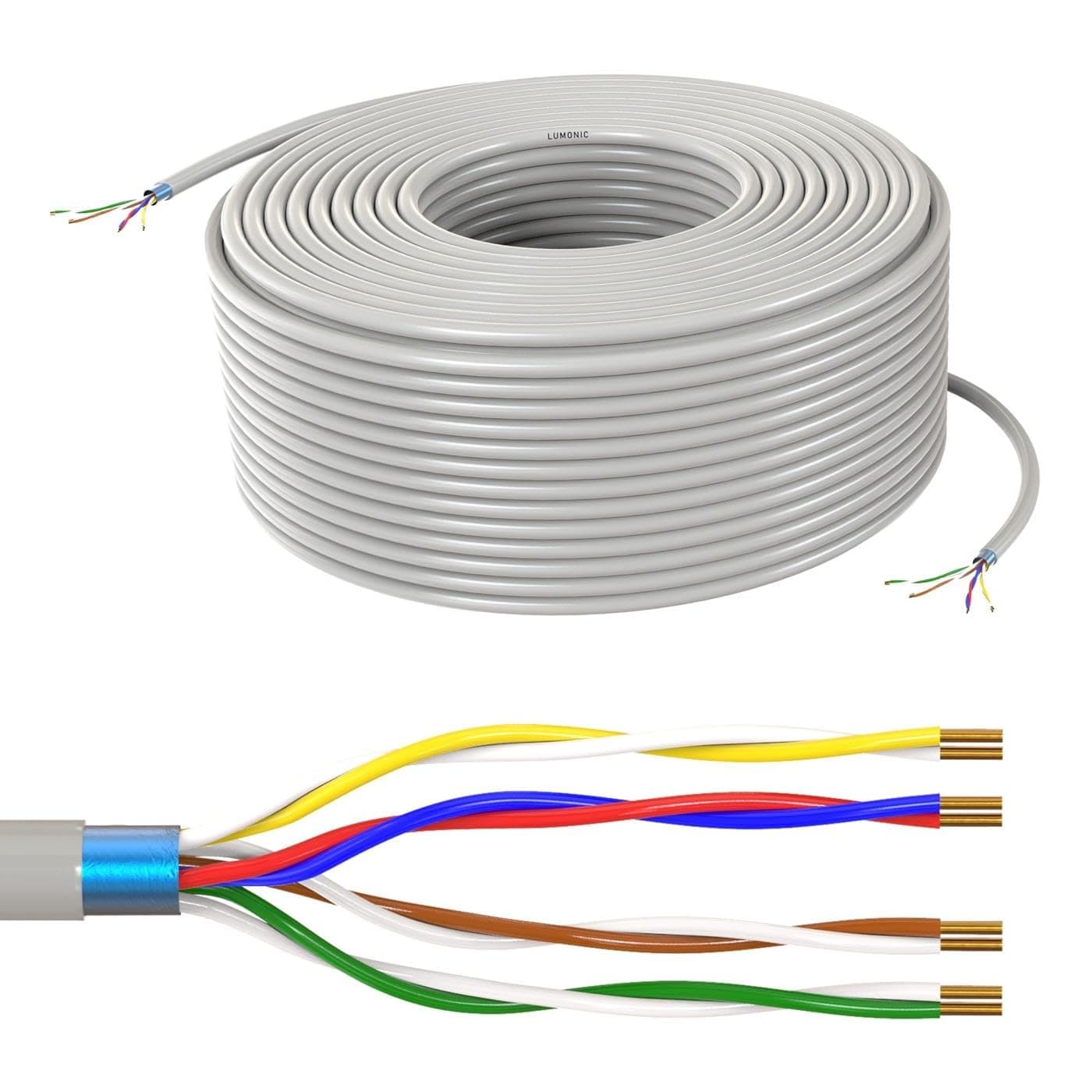 Lumonic Telefonkabel JYSTY grau | 4x2x0,6mm CCA | 25m | farbcodiert & geschirmt | Metermarkierung | Fernmeldekabel, Telefonanschlusskabel 4x2x0,6mm 25m Angebot bei HelloDeals