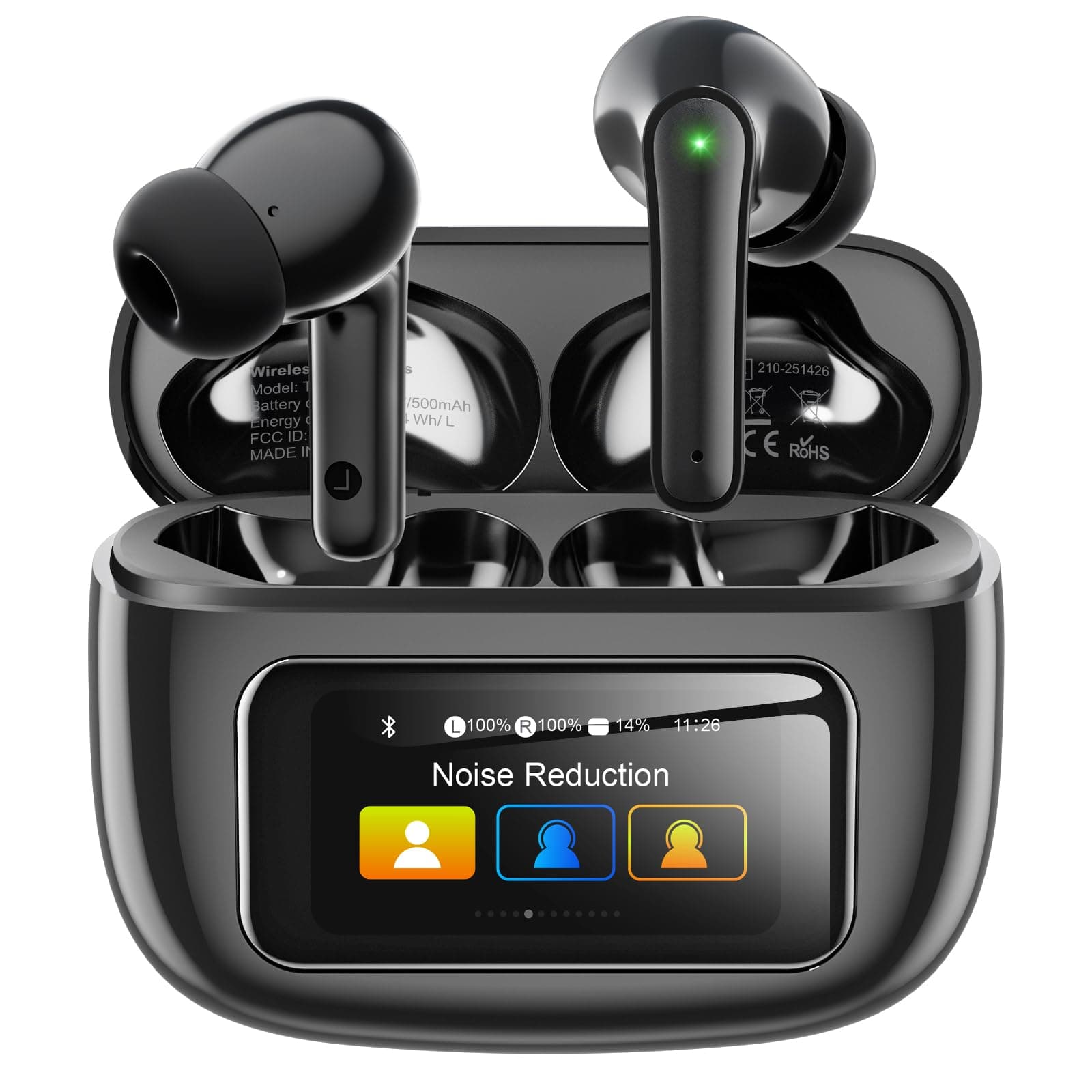 Kopfhörer Kabellos Bluetooth 5.4, In Ear Bluetooth Kopfhörer mit Touchscreen & 5 EQ-Modi,kopfhörer bluetooth ANC & ENC Noise Cancelling,48H Spielzeit, IPX7 Wasserdicht Sport & Gaming kopfhörer-Schwarz Angebot bei HelloDeals