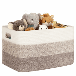 86L Aufbewahrungskorb Baumwollseil, Korb für Spielzeug, Kleidung, Korb Aufbewahrung groß für Deko Kinderzimmer, Wäschekorb Geflochten mit Griffen, Korb für Decken Wohnzimmer, Farbverlauf Braun 86L Farbverlauf Braun Angebot bei HelloDeals