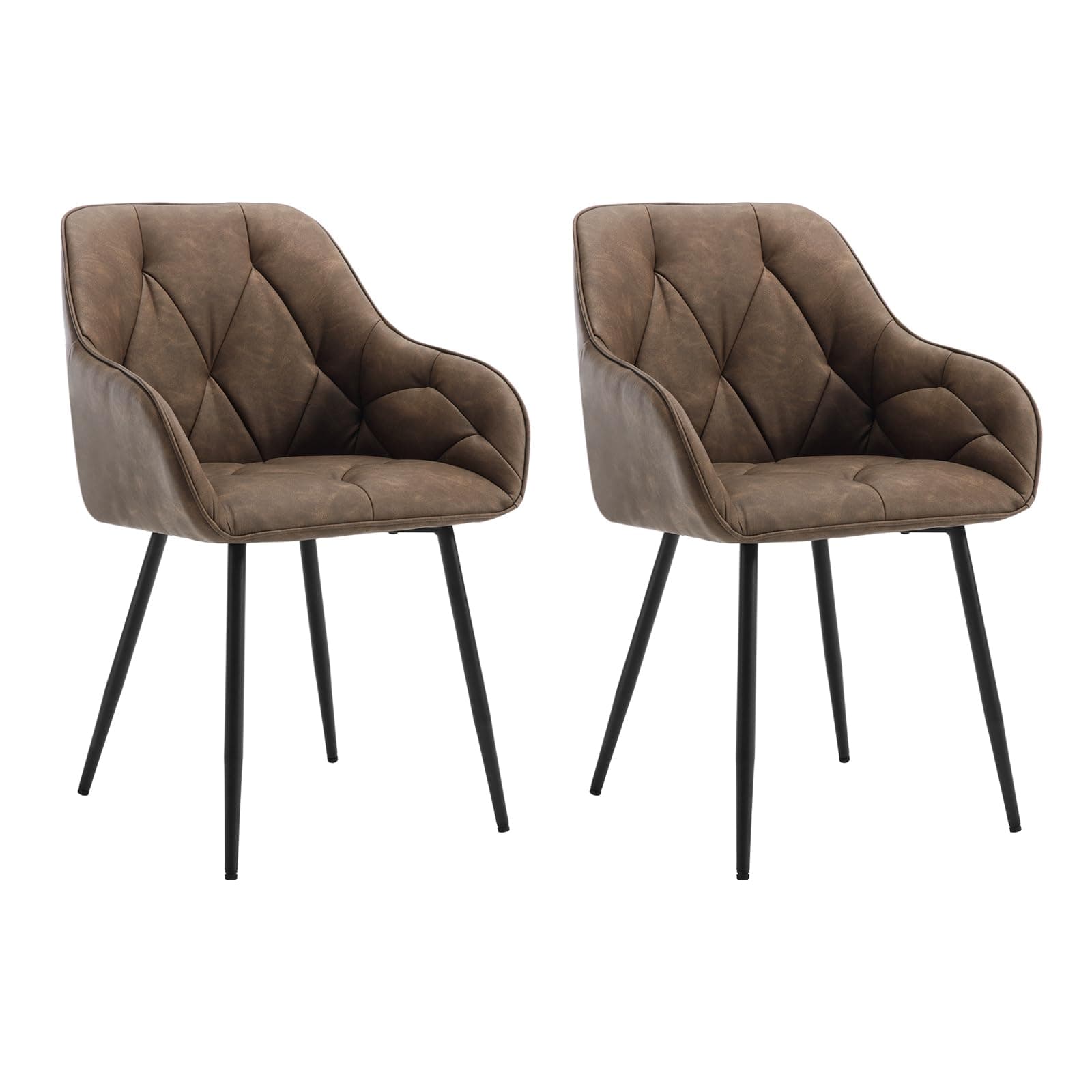 WOLTU Esszimmerstühle 2er Set, für Esszimmer Wohnzimmer, ergonomische Küchenstühle gepolstert mit Armlehnen, Metallbeinen, Sitzfläche aus Vintage-Kunstleder 2 Dunkelbraun 2er Set Angebot bei HelloDeals