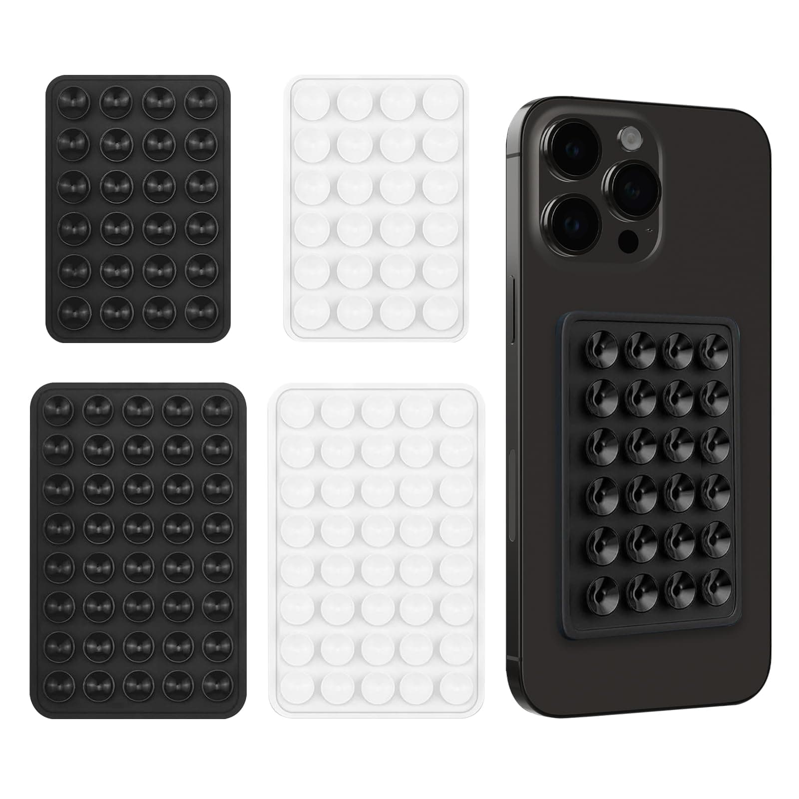 4 Stück Saugnapf Handy Doppelseitig, Universal Silikon-Saugnapf, Handy Kleber Rückseite Saugnapf für Smartphone Halterung Auto Bad Küche Ultradünn ohne Rückstände, Telefonzubehör, 2 Schwarz + 2 Weiß Angebot bei HelloDeals
