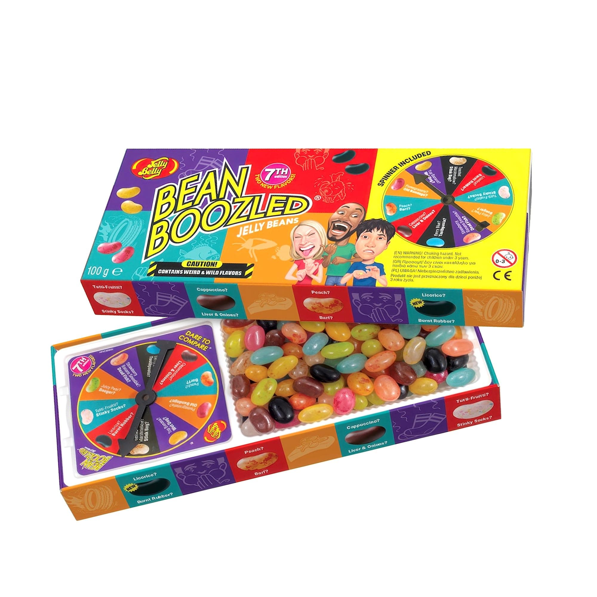 Jelly Belly Bean Boozled (100g) – Süßigkeiten Spaß mit Glücksrad - Jelly Beans eklig & lecker 7. Generation - Extremes Spiel für Mutige – 20 klassische & verrückte Sorten für Party, JGA & Spielabend 7th Generation Angebot bei HelloDeals
