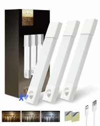 EZVALO Schrankbeleuchtung 20CM*3 Stück,30 LED Schrankleuchte Led mit Bewegungsmelder, Unterbauleuchte Küche LED mit 3 Farbtemperaturen Dimmbar Wiederaufladbar für Kleiderschrank, Küche, Treppe Weiß 20cm*3Stück Angebot bei HelloDeals