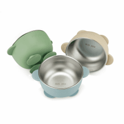 PandaEar 3er Set Edelstahl Baby Schüsseln mit Saugnapf – Breischale für Babybrei & Porridge, Rutschfeste Babyschüsseln mit Silikonhülle, Unzerbrechlich & BPA-frei, Kinderschüssel ab 6 Monaten Angebot bei HelloDeals