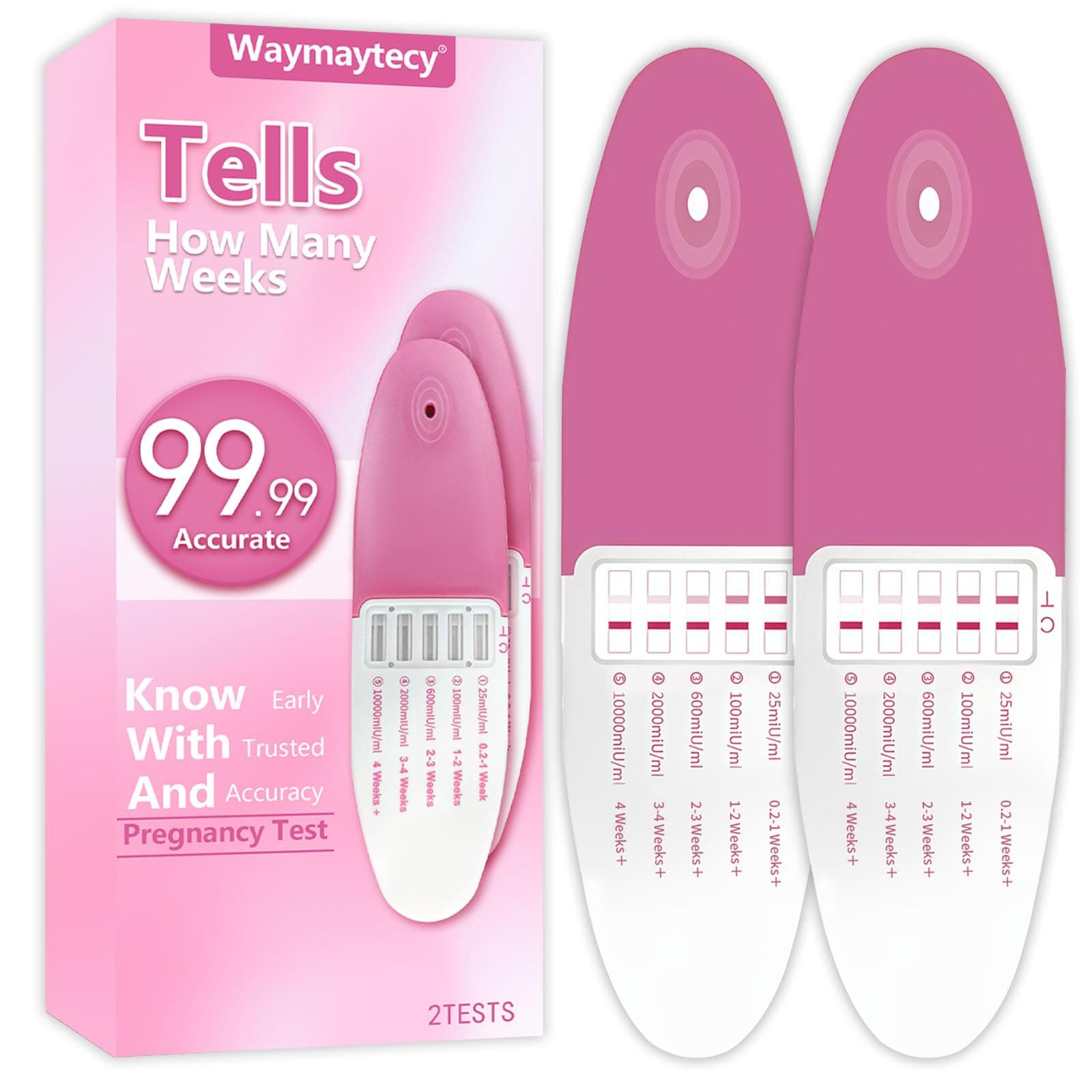 2 Stück Pregnancy Test, Schnelle Frühschwangerschaftstest, Hoher Genauigkeit Schwangerschaft bestimmen, Schwangerschaftstest mit Wochenbestimmung zur Früherkennung Zqyyb Angebot bei HelloDeals