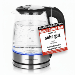 EMERIO Glas Wasserkocher mit 1.7 Liter Volumen | 2200 Watt | blaue LED Innenbeleuchtung | 360° Basis | SIEGER Preis/Leistung Haus & Garten Test | bestes Borosilikatglas | BPA frei | WK-119988.7 1,7 Glas Angebot bei HelloDeals