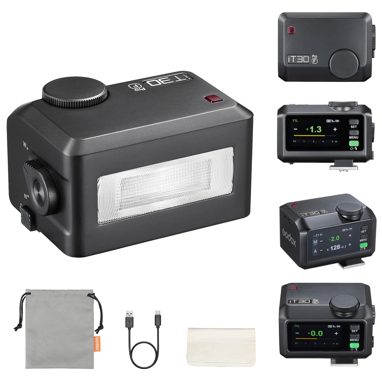 Godox iT30Pro-F Flash für Fujifilm, 2,8" Vollfarb-Touchscreen, 2,4G X Wireless TTL 1/8000 HSS Speedlight, 1,5s Recycle, 560 Vollstärke-Blitze mit eingebautem Akku Tragbarer Taschenflash (schwarz) Angebot bei HelloDeals