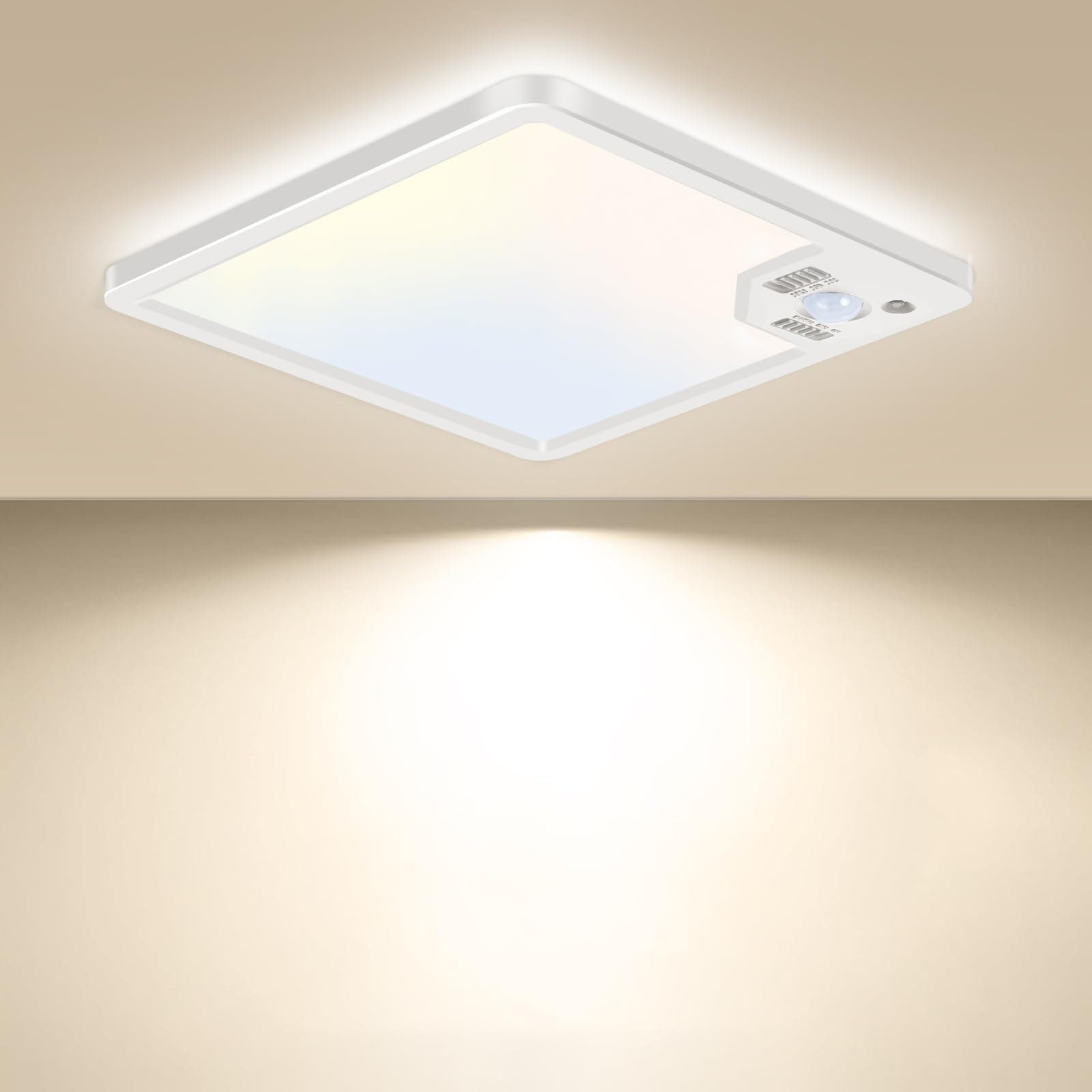 slochi LED Deckenleuchte mit Bewegungsmelder,16W Flach Deckenleuchte Bewegungssensor Innen,3000K/4000K/6500K Sensor Flurlampen für Flur,Treppe,Garage,Keller,Balkone,Küche,Badezimmer,Schlafzimmer 18cm Weiß 1 Stück Angebot bei HelloDeals