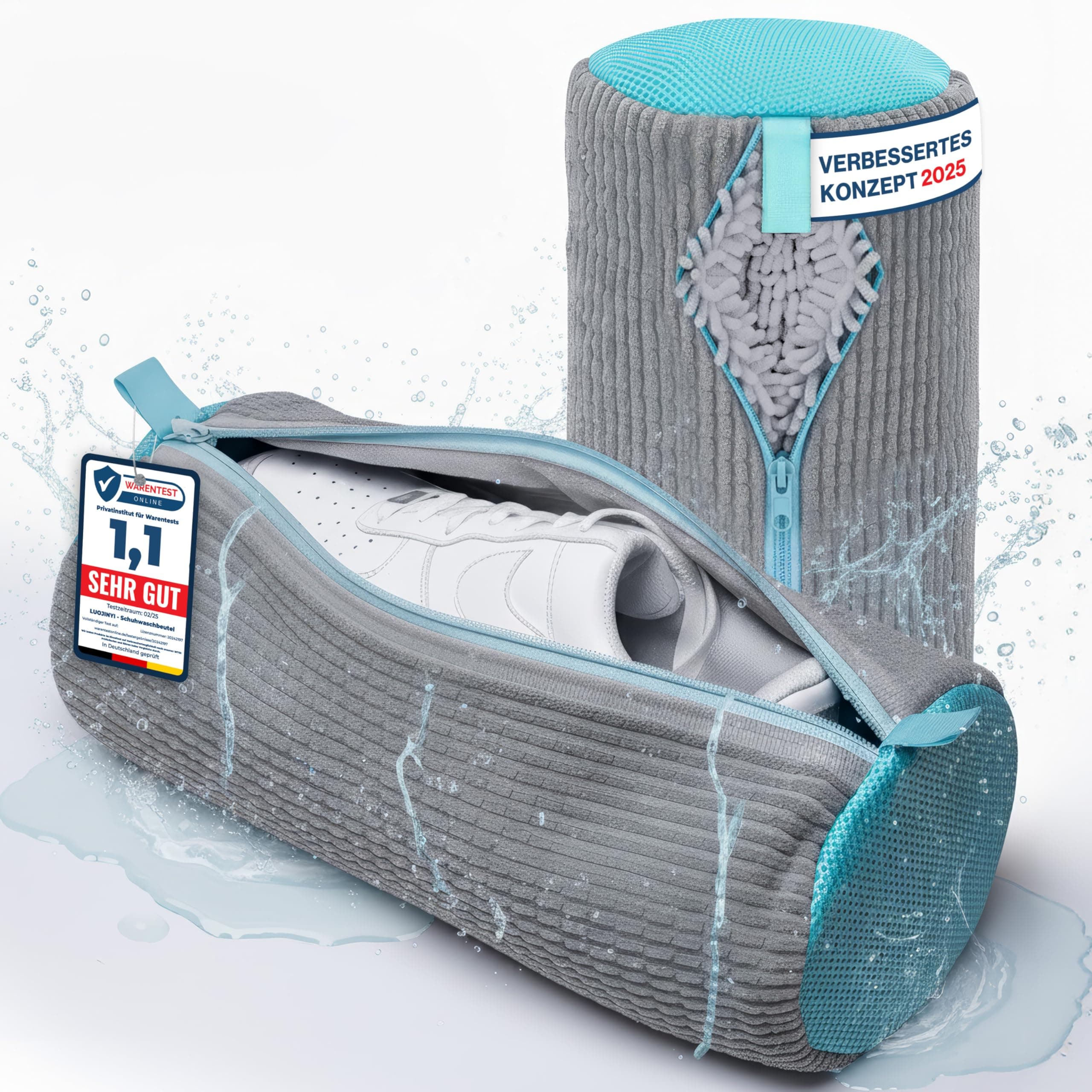 Schuhwaschbeutel Waschmaschine 39x19cm (2 Pcs) Testsieger, Extra Schonend, ALLE Schuhe & Größen, wiederverwendbar | Wäschenetz Schuhbeutel Schuhnetz Waschbeutel ideal für saubere Schuhe & Sneaker Grau Angebot bei HelloDeals