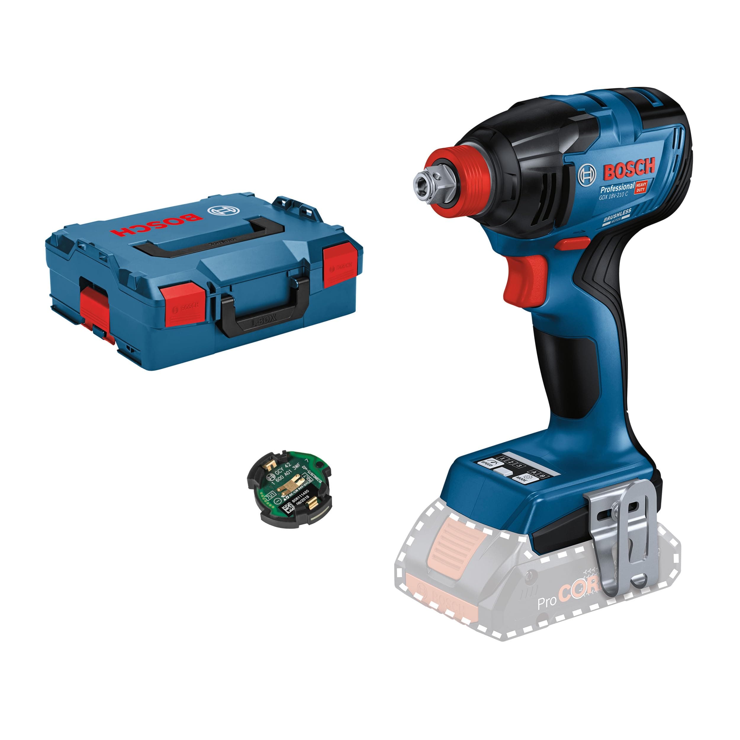 Bosch Professional 18V System Akku Drehschlagschrauber GDX 18V-210 C (max. Drehmoment 210 Nm, inkl. Bluetooth Low Energy Modul GCY 42, L-BOXX, ohne Akku/Ladegerät) + GCY 42 + L-Box, ohne Akku Angebot bei HelloDeals