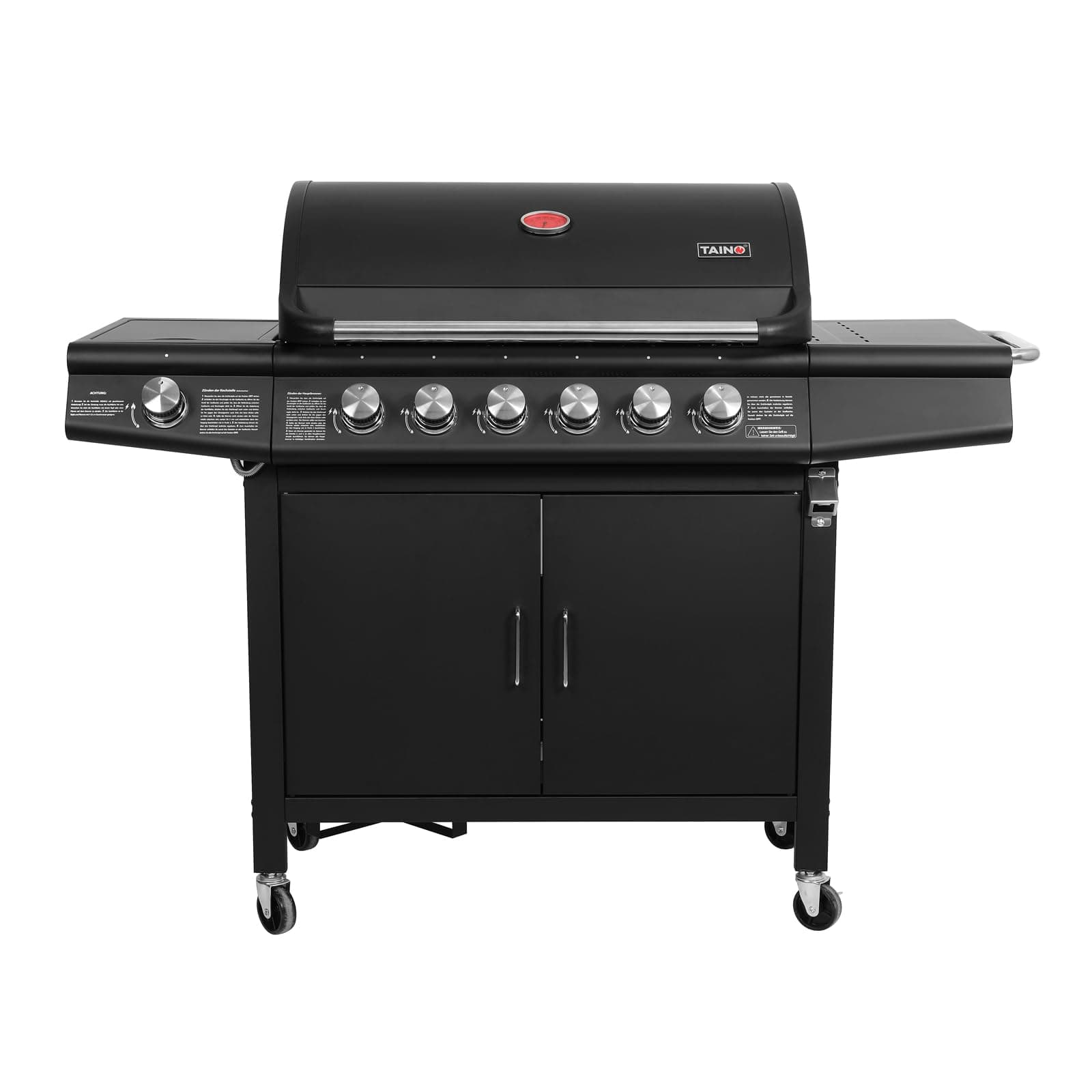TAINO RED 6+1 Gasgrill Grillwagen BBQ Edelstahl-Brenner Gasgriller Seitenkocher 6 Brenner Angebot bei HelloDeals