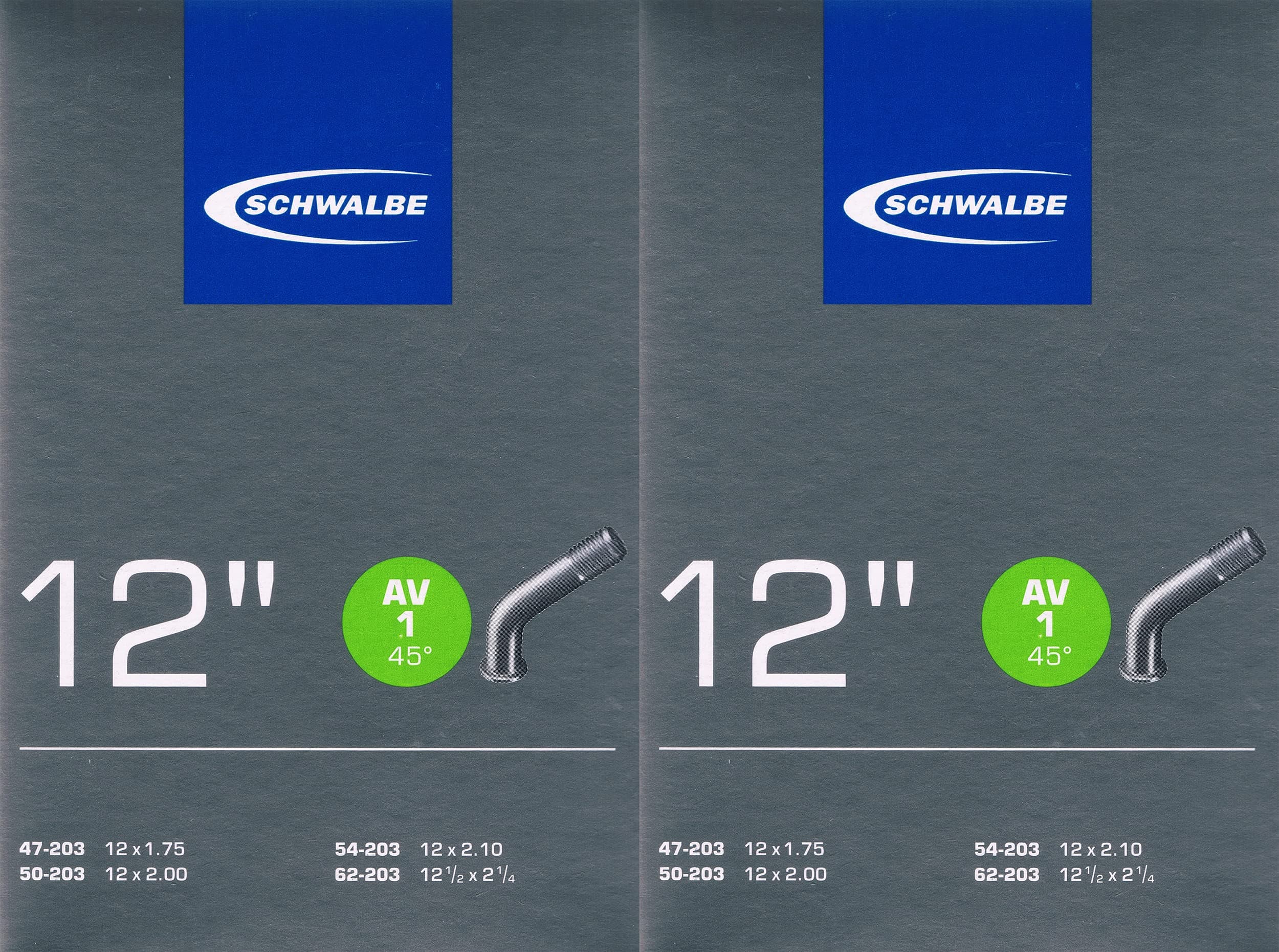 2X Schwalbe AV 1 Schlauch 12' 203 Auto Winkelventil 45 Grad Kinderwagen Laufrad Angebot bei HelloDeals