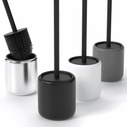 Klobürste Silikon Schwarz – Moderne Toilettenbürste mit Klobürstenhalter aus Stahl und Deckel – Hygienische WC Bürste fürs Badezimmer Angebot bei HelloDeals