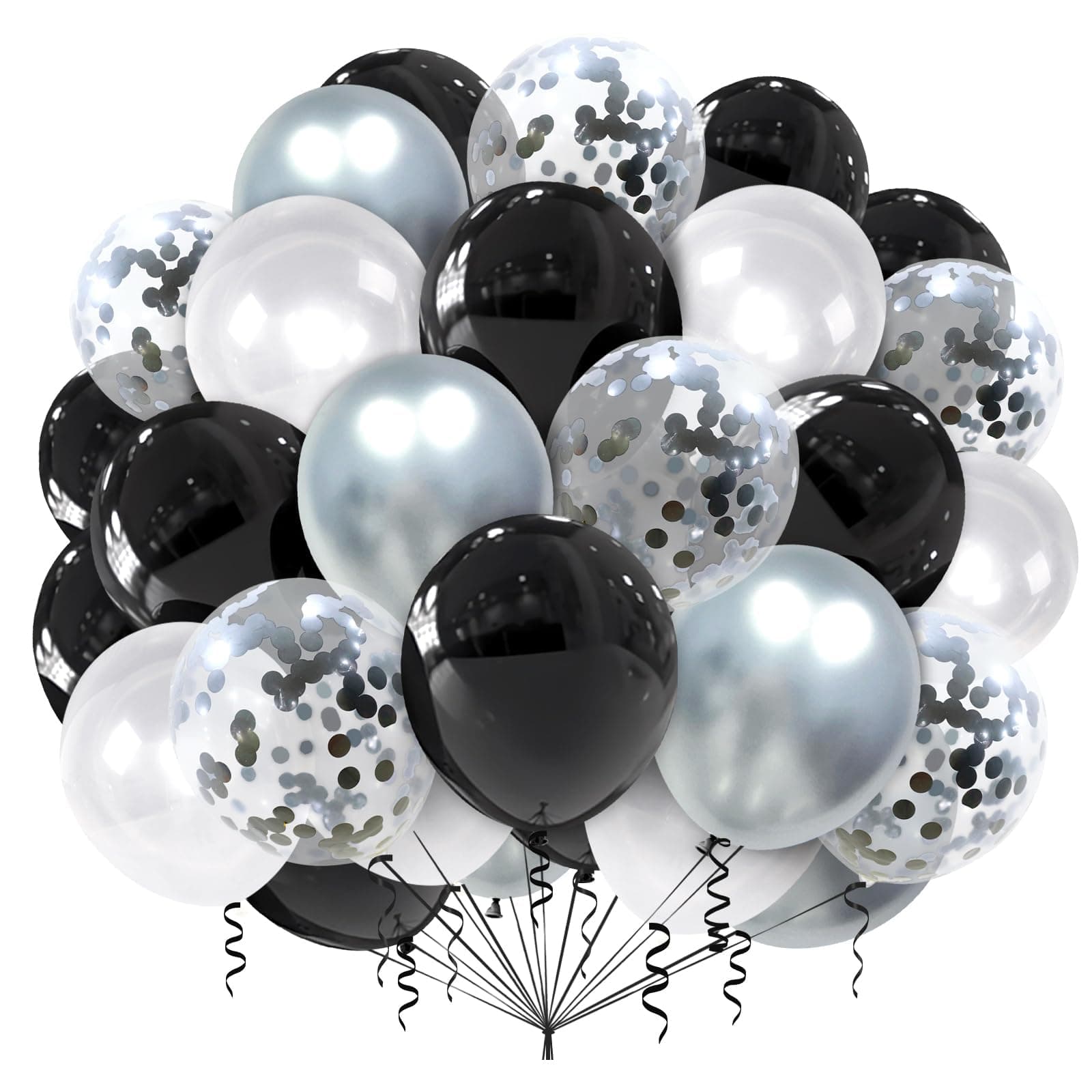 Luftballons Schwarz Weiß Silber,100 Stück Schwarze Ballons,Schwarz Konfetti Ballons,Latex Ballon Für Helium,Für Geburtstag,Hochzeit,Graduierung,Jahrestag Party Deko Angebot bei HelloDeals