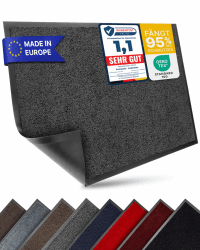 Entrando Fußmatte 90x150 cm flach & waschbar – Schmutzfangmatte für Eingangsbereich, Innenraum & überdachten Außenbereich – pflegeleicht, farbecht, saugstark, Fußbodenheizung geeignet (Anthrazit) Anthrazit 90 x 150 cm (Rechteckig) Angebot bei HelloDeals