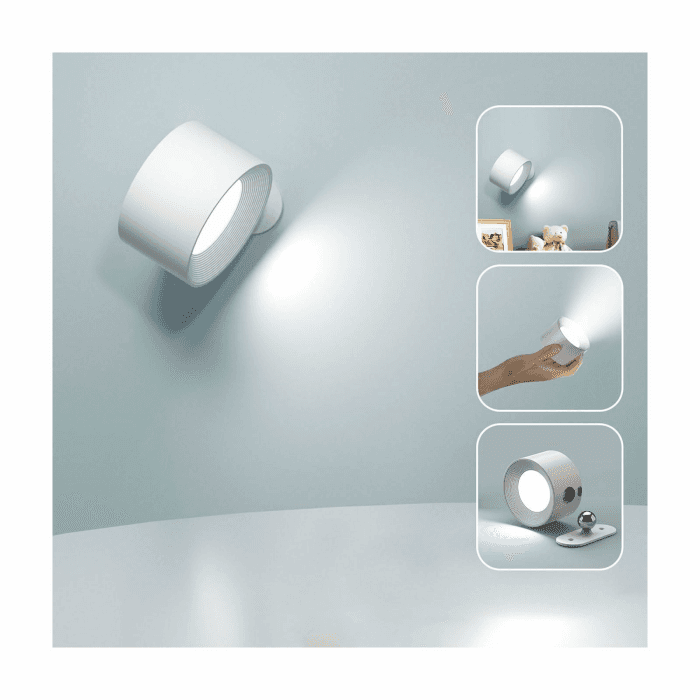 LED Wandleuchte Innen, Wandlampe mit Akku 1 Stück,Touch Control 3 Helligkeitsstufen, 360° drehbare, für Wohnzimmer Schlafzimmer TreppenhausFlur kabellose wandleuchten Weiß Angebot bei HelloDeals