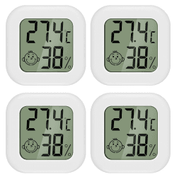 4 Stück luftfeuchtigkeitsmesser Thermometer Innen Mini LCD Digital Thermometer Hygrometer Gauge für Babyzimmer Seniorenzimmer Arbeitszimmer Weinkeller usw 44mm Weiß 4 Angebot bei HelloDeals