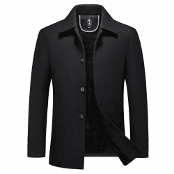 KUDORO Herren Wintermantel Wolle Kurzmantel Herren Wollmantel Winterjacke Slim Fit für Business Freizeit Peacoat Herren Casual Schwarz L Angebot bei HelloDeals