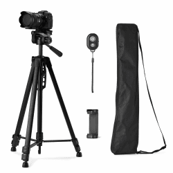 Amazon Basics Telefon- und Kamerastativ, 152,4cm (60"), mit Tasche, Fernbedienung und Telefonhalterung, Höhenverstellbar, Schwarz 152.4 cm Angebot bei HelloDeals