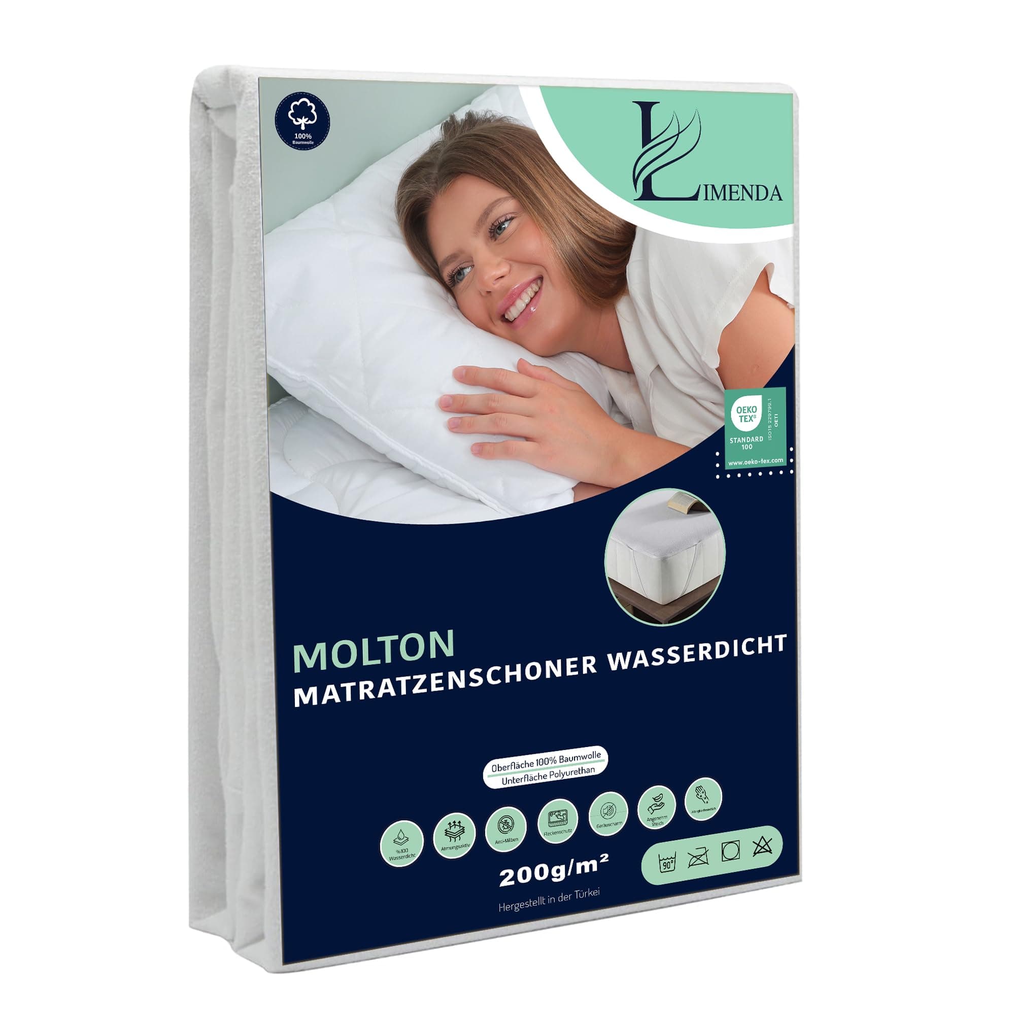 Molton Matratzenschoner 140x200cm - wasserdichte Molton Matratzenauflage 140x200 aus 100% Baumwolle, Matratzenschutz, Inkontinenzunterlage waschbar Weiß(mit Gummiband) 140x200 Angebot bei HelloDeals