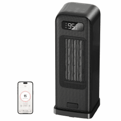 Energiesparender Heizlüfter, 1500W Tragbare Keramik Heizlüfter Leise, 12-Std-Timer Heizlüfter mit 70° Oszillierend, Überhitzungs-Kippschutz, Alexa & Google Assistant, Schwarz, 1 Pack+4 Modi Angebot bei HelloDeals