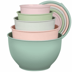 Salatschüssel mit Deckel, Rührschüsseln Set aus Kunststoff, Stapelbare Nesting-Schüssel-Set für Küche,Große Schüsselset,Servierschalen ideal zum Mischen und Servieren, BPA-frei Graurosa Angebot bei HelloDeals