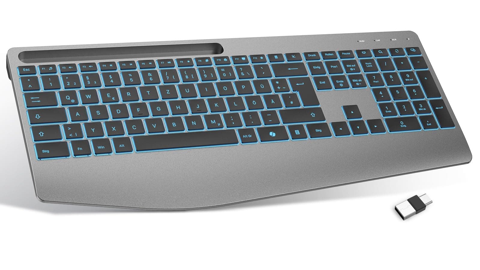 TECURS Kabellose Tastatur mit Handballenauflage, 2,4 GHz Ergonomische Tastatur QWERTZ mit Copilot, Hintergrundbeleuchtung, Leise Wiederaufladbar Funktastatur für Windows, PC, Laptop Angebot bei HelloDeals