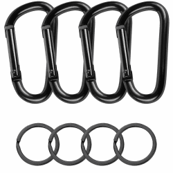 4 Stück Karabinerhaken, Karabinerhaken Aluminium, Karabiner Haken D-Clip, Carabiner, für Hängematten, Campingzubehör, Schwarz Angebot bei HelloDeals