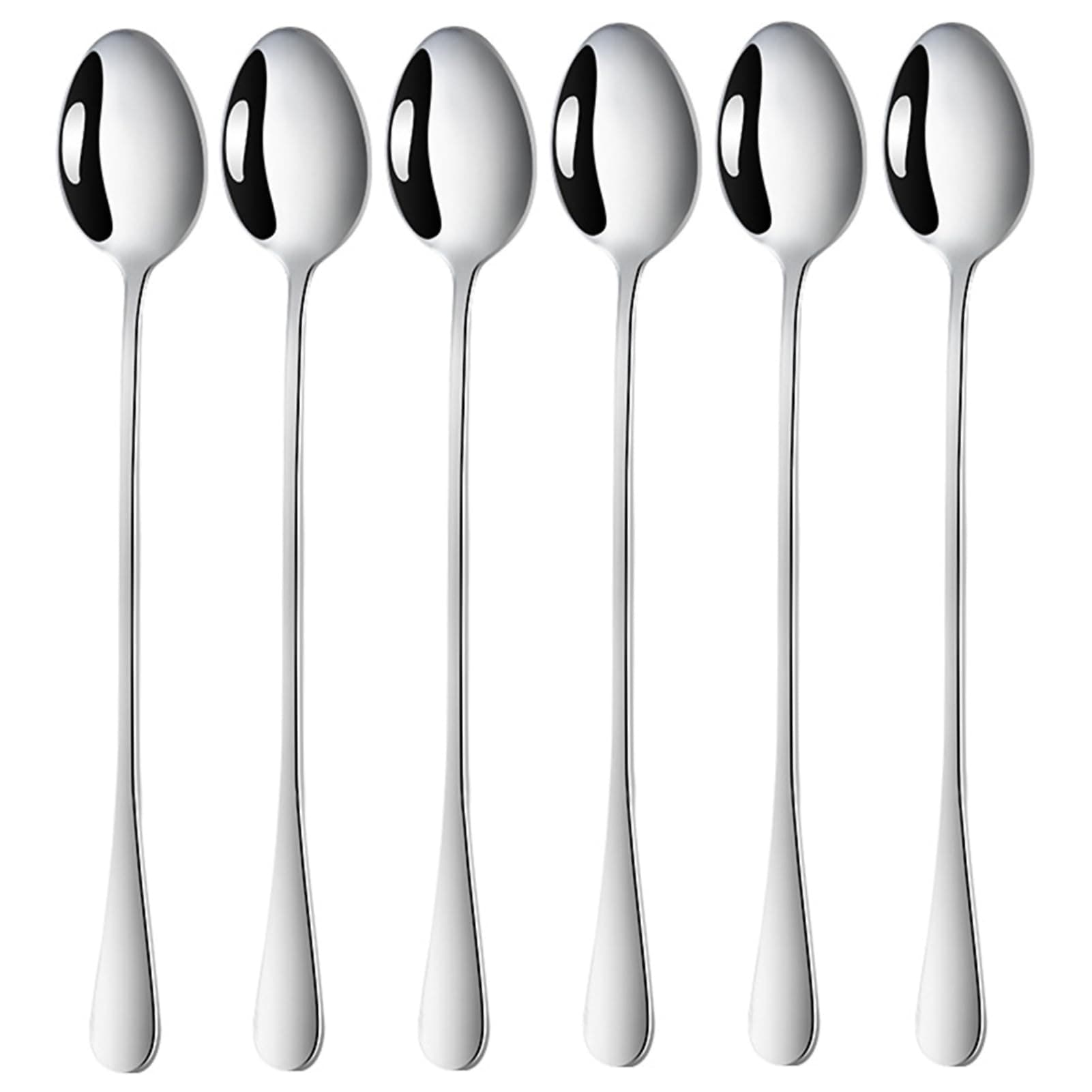 DoubleS Lange Latte Macchiato Löffel Set, 6 - teilig Edelstahl Eislöffel Rührlöffel für kaffee Tee Milchshakes Cocktails Dessert, Perfekt für Eisbecher & Getränke spülmaschinengeeignet Angebot bei HelloDeals