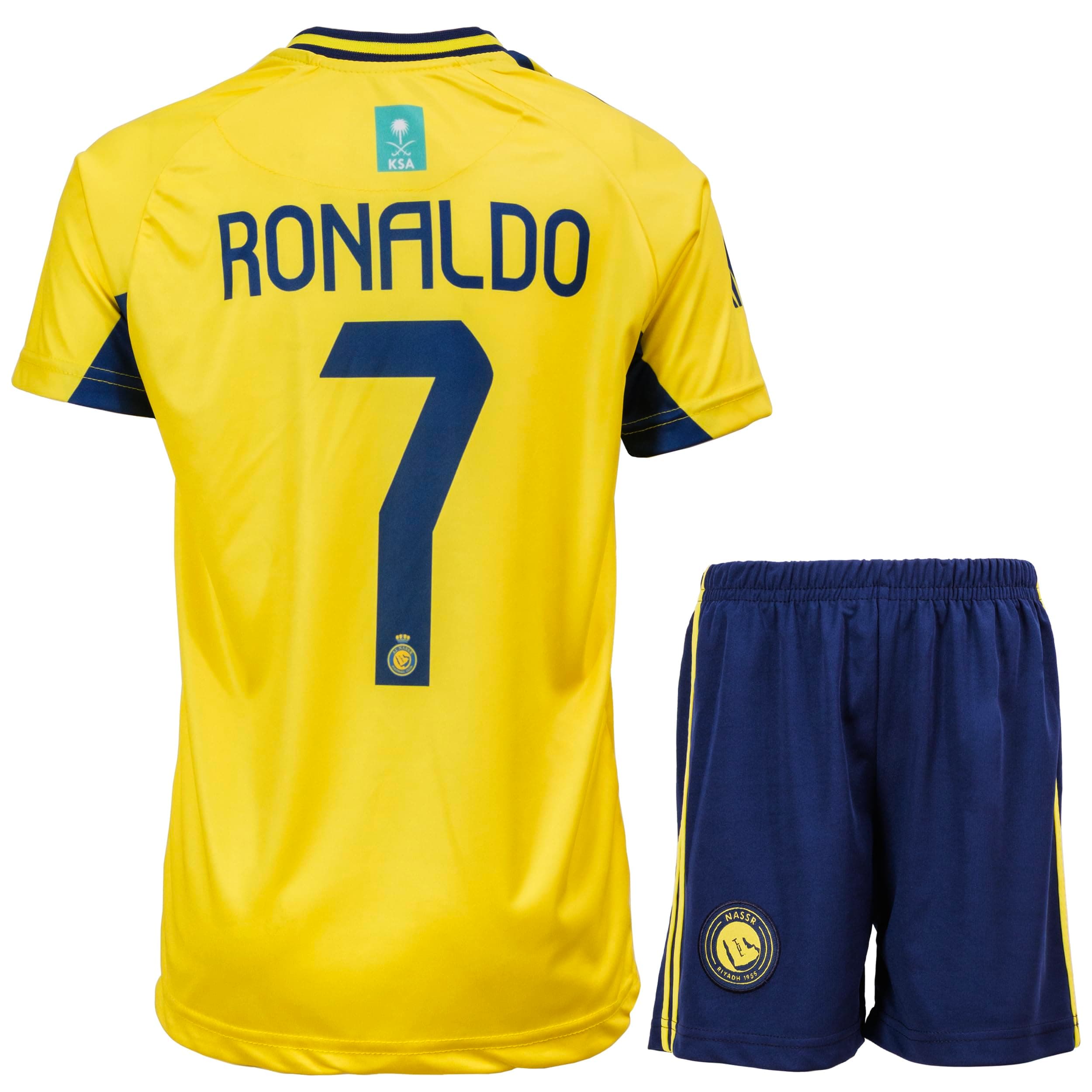 Kaymazade Al NASSR Ronaldo #7 Heim/Auswartz Kinder Trikot mit Kurz, Fußball Set Jugendgrößen Gelb 140 Angebot bei HelloDeals