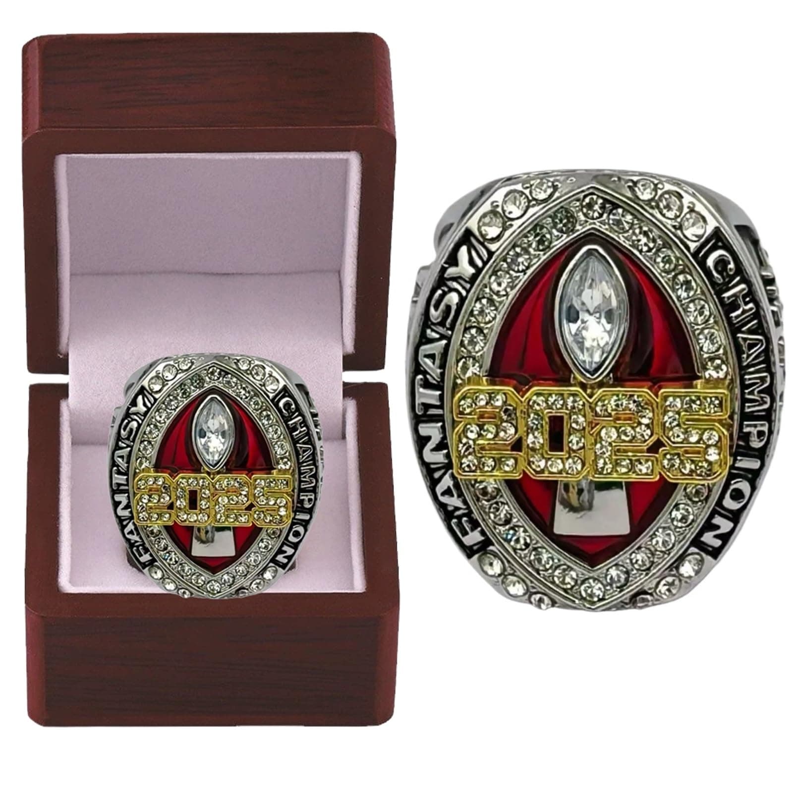 2025 Fantasy Football Ring Vatertag Sammlerstücke Meisterschaftsring Vitrine Red 11 Angebot bei HelloDeals