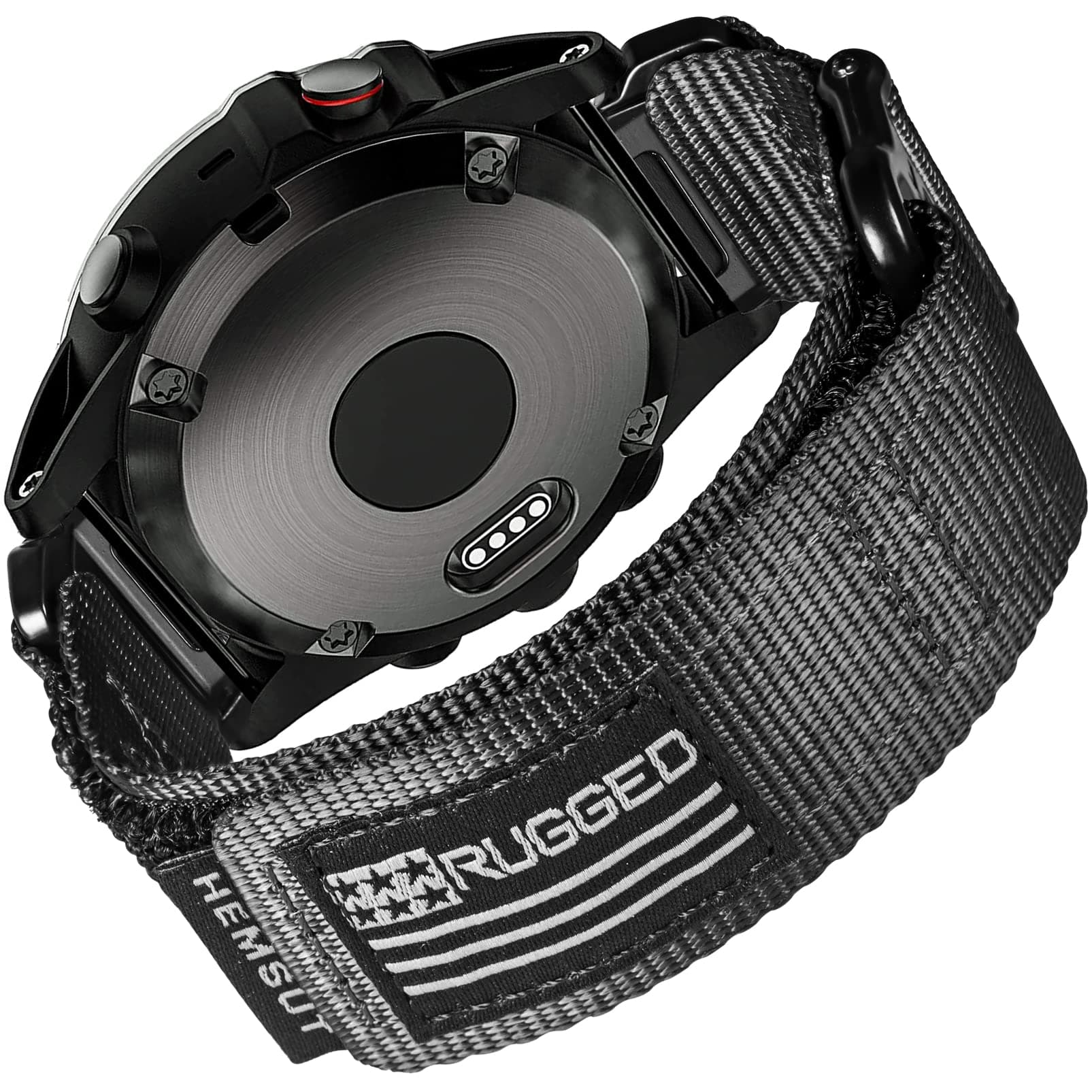 Armband für Garmin,Uhrenarmband Kompatibel mit Garmin superrobustes Nylon-Sportarmband für fēnix/Forerunner/Vivoactive/Approach/MARQ/quatix/D2 Series robustes Ersatzband für Männer Black 26MM / Middle (7.2'' to 8.2'') Angebot bei HelloDeals