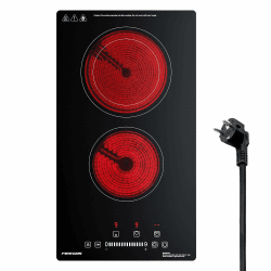 Domino Glaskeramikkochfeld, FIREGAS Einbauherde Glaskeramik Elektrisches Kochfeld, 3400W, 9 Leistungsstufen, Sensor-Touch-Steuerung, Kindersicherung,1-99 Mi Timer, Geeignet für Alle Töpfe 2 Kochzonen 3400W Angebot bei HelloDeals