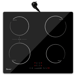 GIONIEN Induktionskochfeld mit Stecker 60cm 16Amp,Integriertes Elektrokochfeld Plug in mit Brückenzone, 4 Kochstellen Herd,2800W,GITS470SPVDE Schwarz" Gold "Black" Angebot bei HelloDeals
